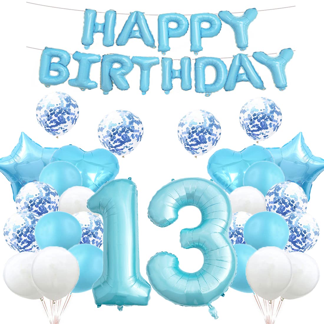 Amazon | 13歳の誕生日バルーン 13歳の誕生日のデコレーション ブルー